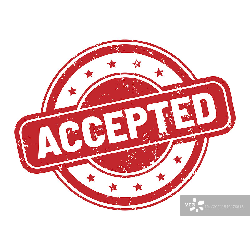 接受的圆形印章图标，磨损的复古风格图片素材