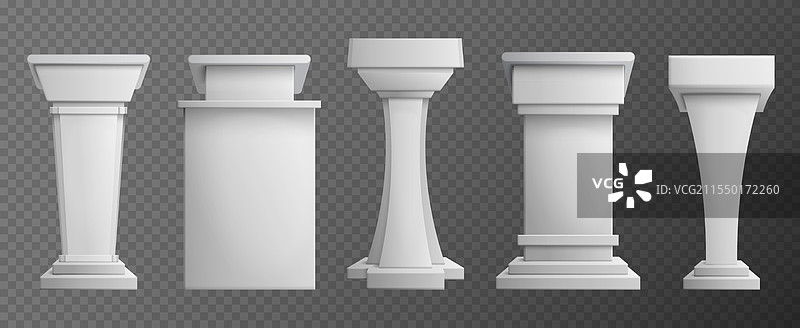 白色逼真的商业辩论讲台套装图片素材