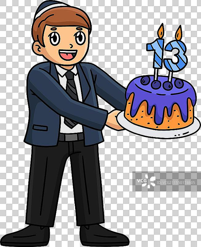 巴尔米茨瓦男孩与蛋糕的卡通彩色剪贴画图片素材