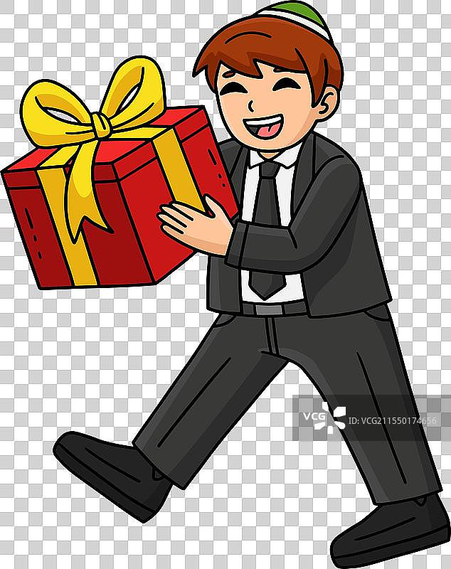 巴尔米茨瓦男孩收到礼物的卡通剪贴画图片素材