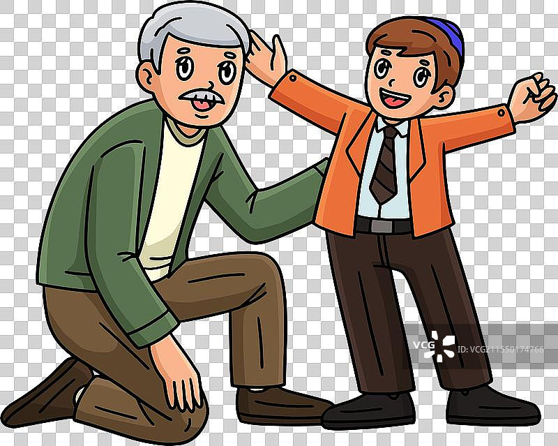 巴尔米茨瓦父亲祝贺儿子的卡通剪贴画图片素材