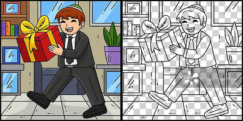 巴尔米茨瓦男孩收到礼物图片素材