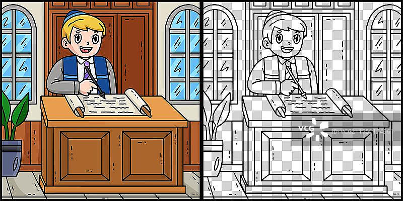 巴尔米茨瓦男孩在朗读托拉图片素材