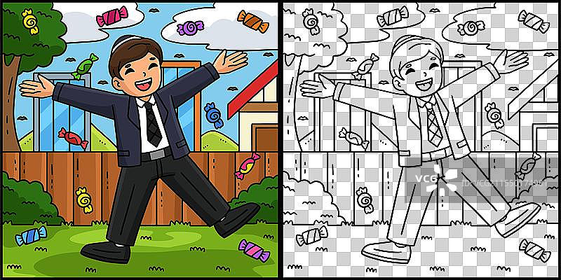 巴尔米茨瓦男孩接受糖果雨图片素材