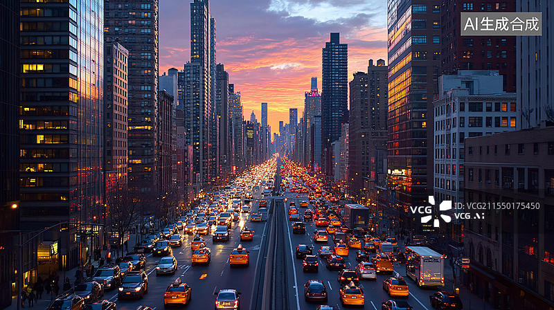 【AI数字艺术】繁华地段都市交通地产图片素材