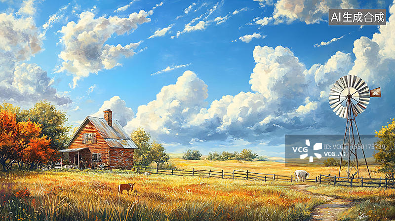 【AI数字艺术】唯美农村场景图片素材