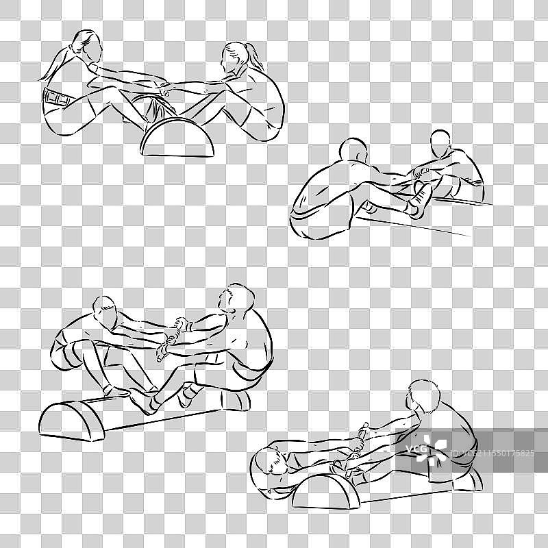 雅库特摔跤运动素描图片素材