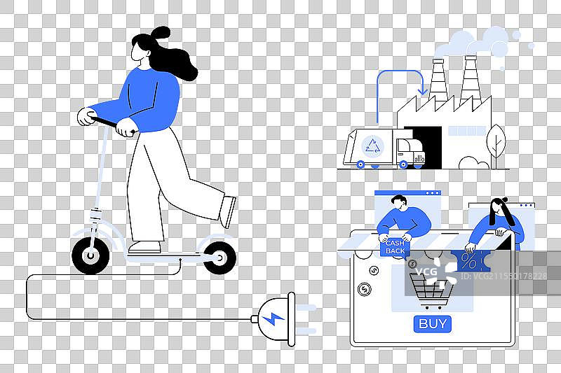 城市出行电动滑板车工厂图片素材