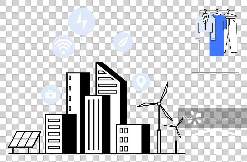 可持续的城市景观与可再生能源图片素材