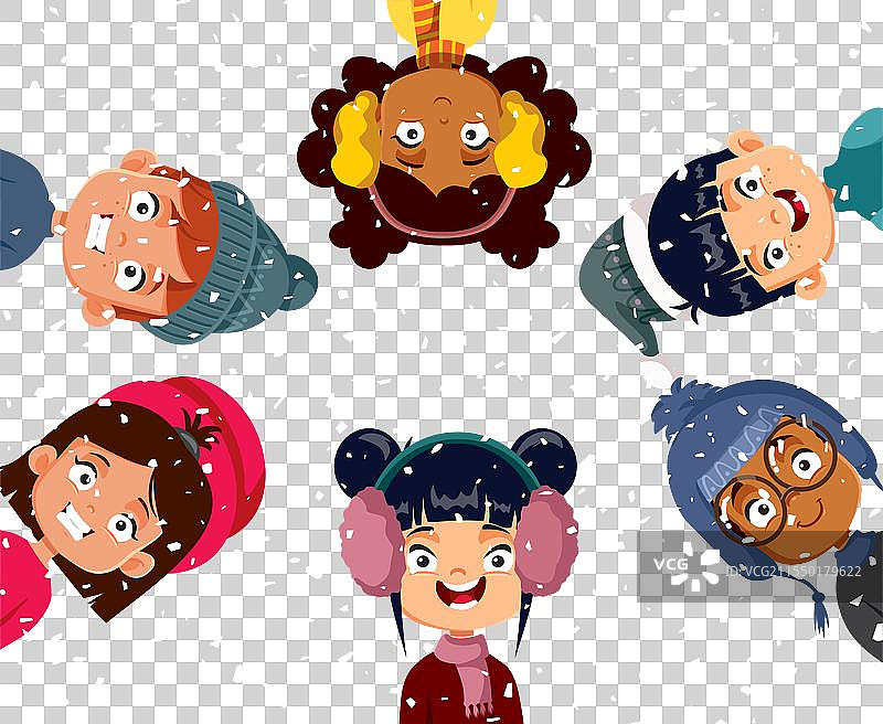 冬季孩子们穿着衣服庆祝友谊图片素材