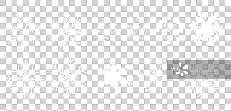 一组白色雪花图标和图案图片素材