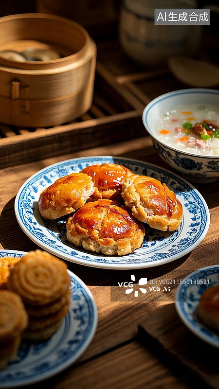 【AI数字艺术】中国传统美食广式鸡仔饼图片素材