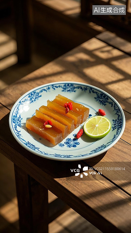 【AI数字艺术】中国传统美食广式早茶美食马蹄糕图片素材