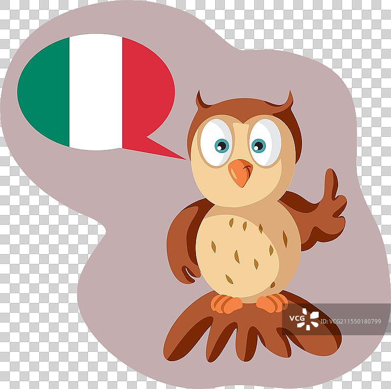 搞笑的猫头鹰说意大利语的卡通形象图片素材