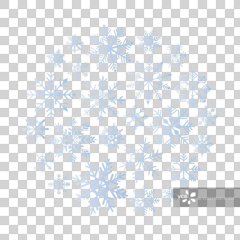 深蓝色背景上的银色雪花球图片素材