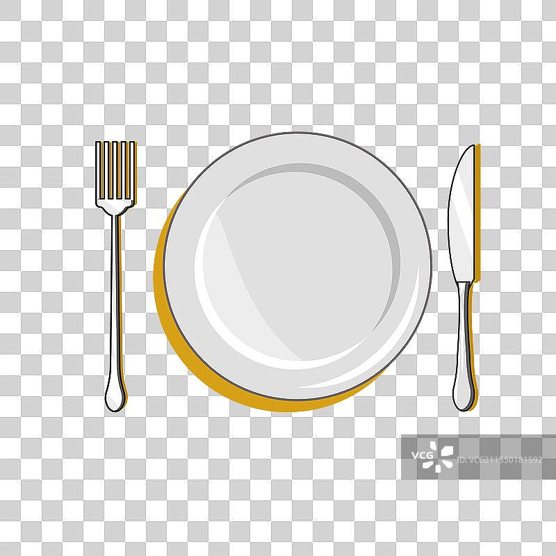 平面设计的盘子、刀子和叉子图片素材