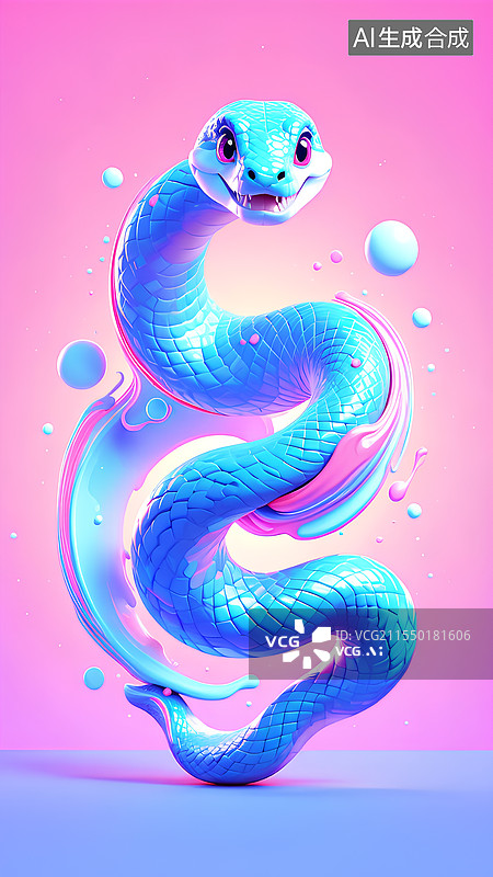 【AI数字艺术】动物创意插画 蛇创意设计插画图片素材