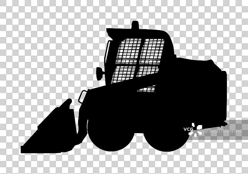 迷你推土机滑移装载机剪影图片素材