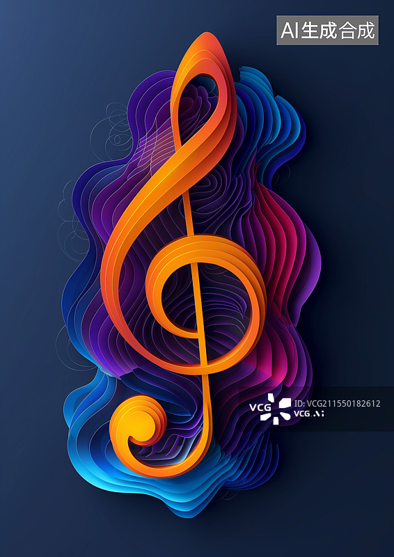 【AI数字艺术】彩色的音乐符号图片素材