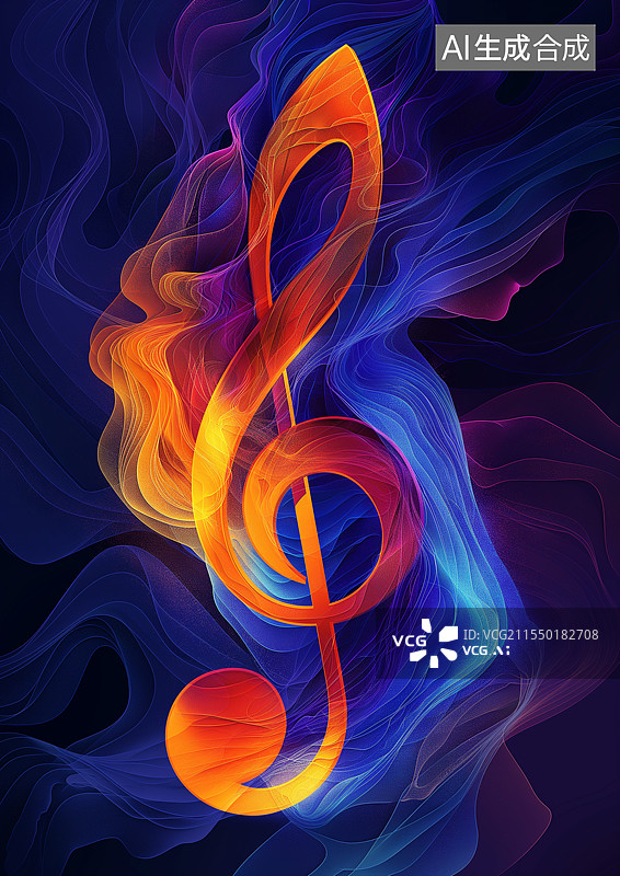 【AI数字艺术】彩色的音乐符号图片素材