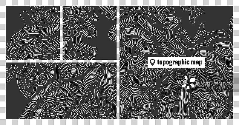 彩色地形图集，带有等高线图片素材