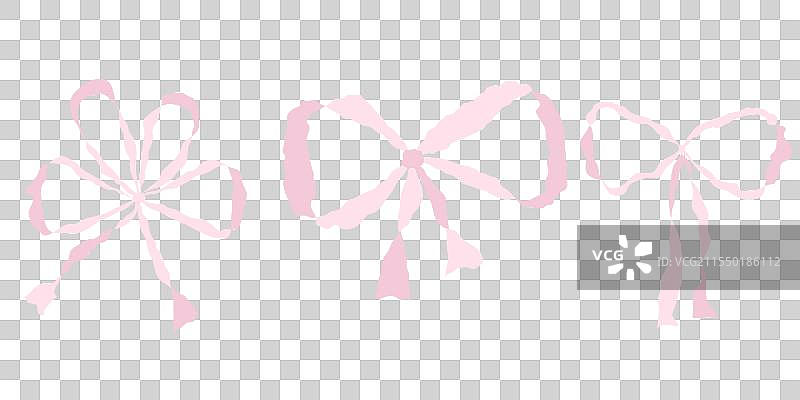 一组可爱水彩粉色女孩复古蝴蝶结图片素材