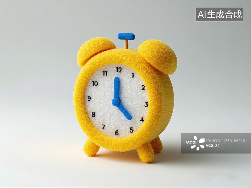 【AI数字艺术】3D毛毡闹钟图标图片素材