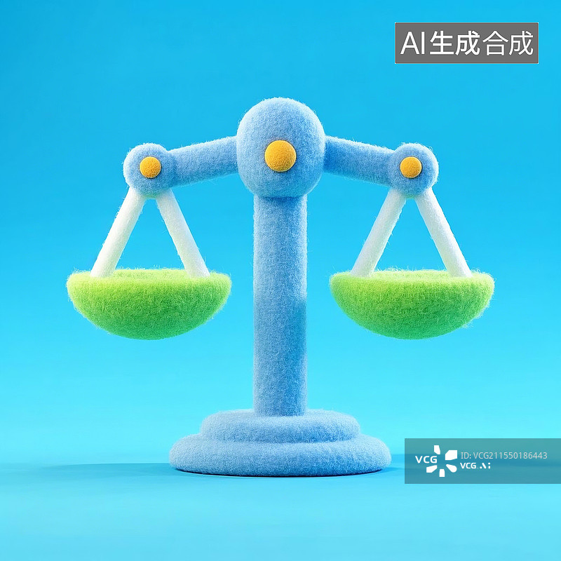 【AI数字艺术】3D卡通毛毡风格天平图片素材