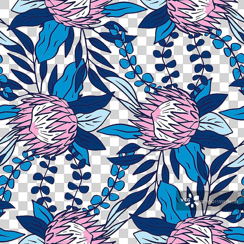 白色背景上的无缝波特花图案图片素材