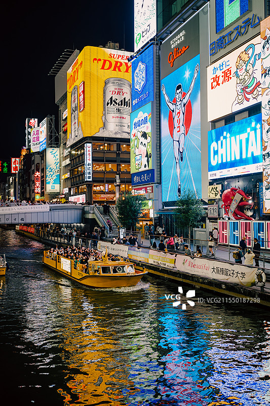 日本大阪道顿堀夜景图片素材