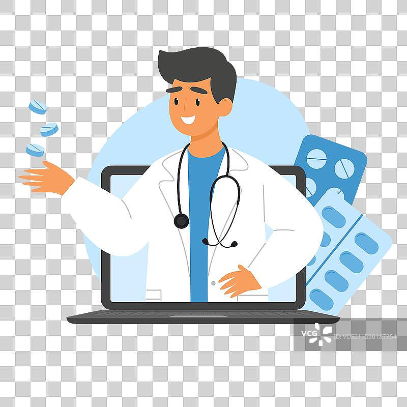医生在笔记本电脑屏幕前查看医疗文件图片素材