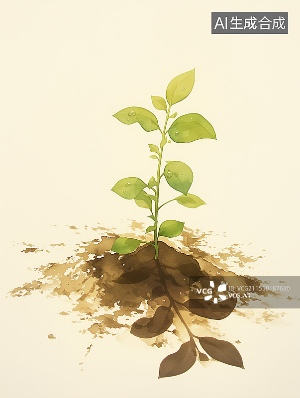 【AI数字艺术】白色背景下的植物特写镜头图片素材