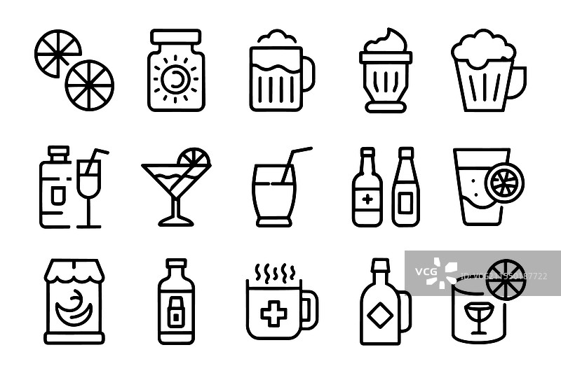 与啤酒、莫吉托、威士忌相关的可编辑酒精饮品图片素材