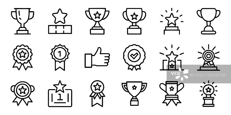 奖杯成功概念相关可编辑线条图片素材