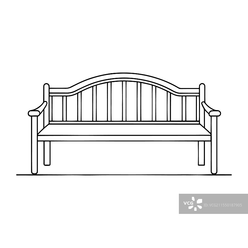 卧室家具长椅，孤立的连续线条图片素材