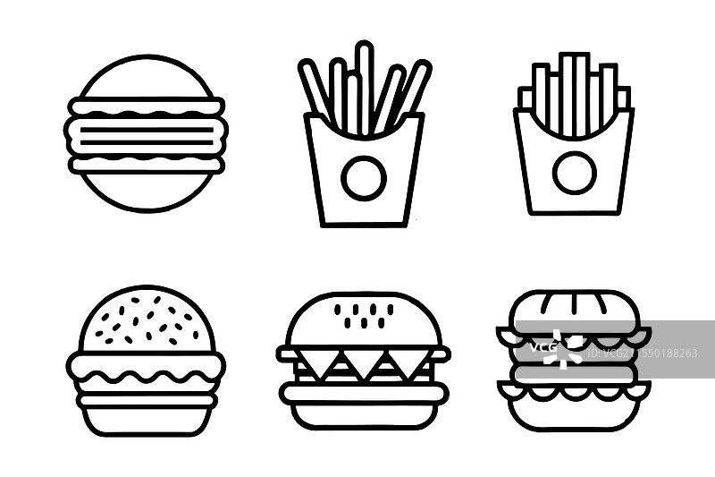 汉堡套餐午餐，薯条，热狗相关图片素材