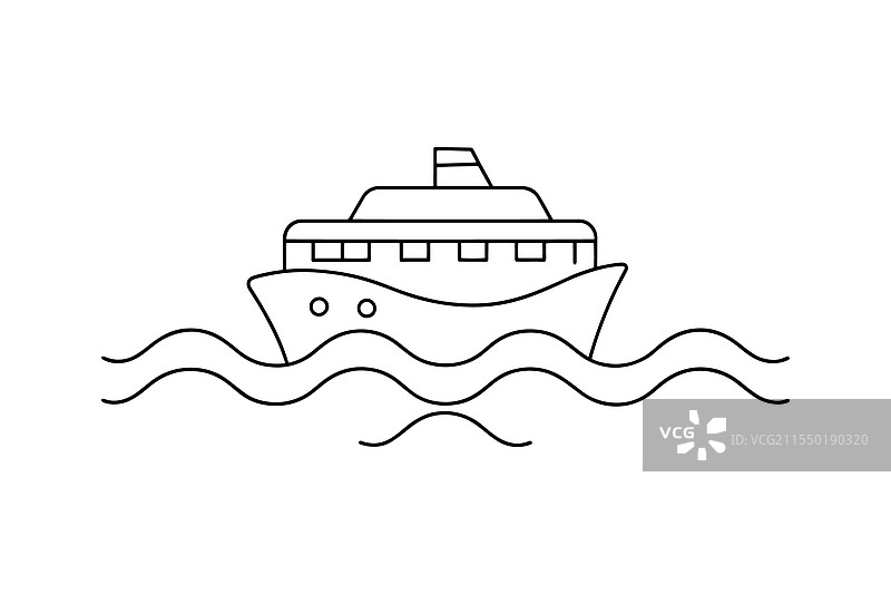 渡船水上运输孤立连续线条图片素材
