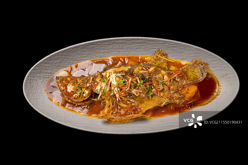 徽菜美食红烧酱汁臭鳜鱼图片素材