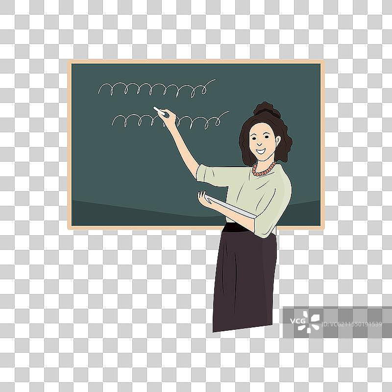 微笑的女教师在教室里图片素材