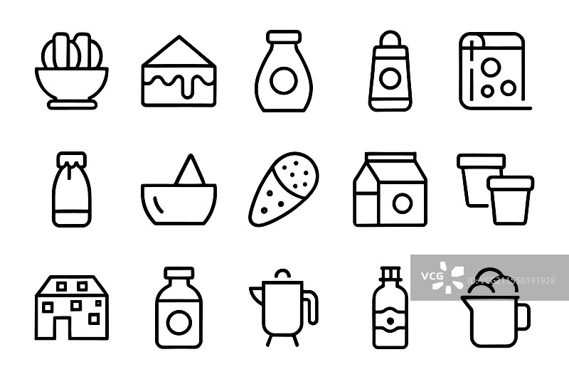 与杂货、牛奶、奶酪、鸡蛋相关的可编辑图标图片素材