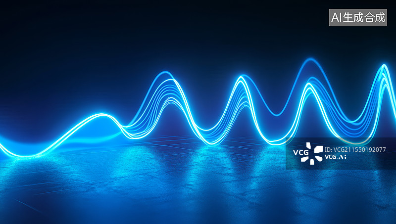 【AI数字艺术】蓝色科技光效抽象背景图片素材