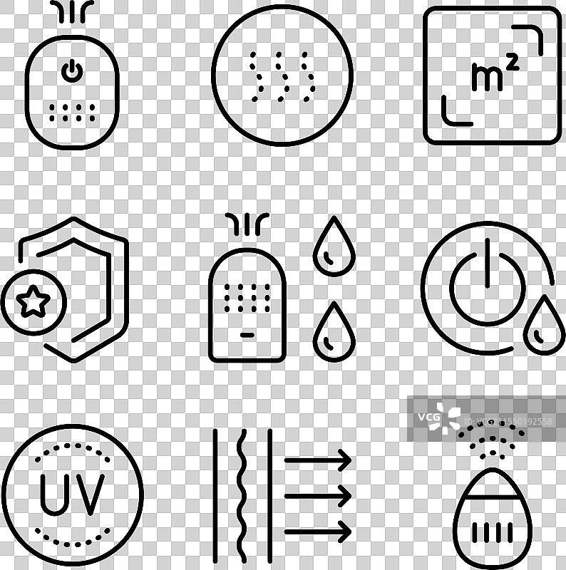 空气净化器和加湿器机器图标集图片素材