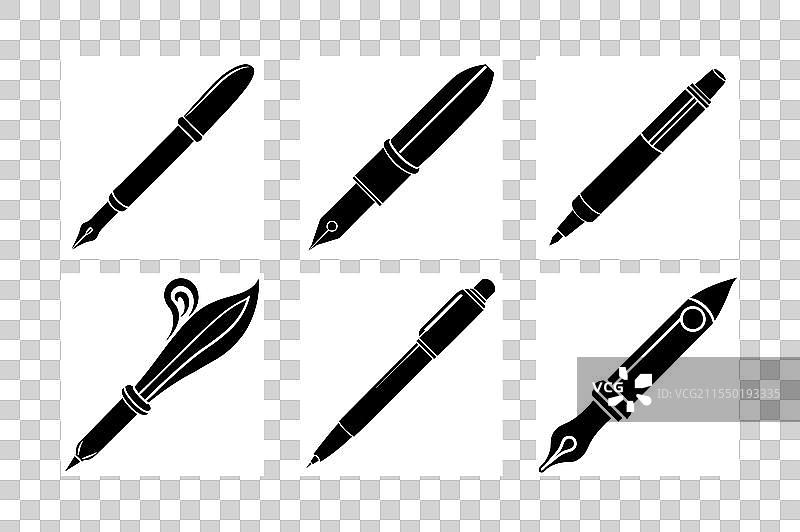 各种类型的笔的组合，包括马克笔和书法笔图片素材