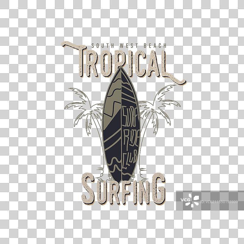复古热带冲浪图案印刷图片素材