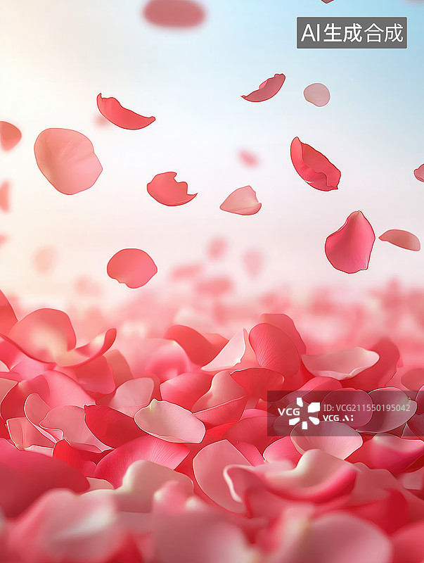 【AI数字艺术】玫瑰花瓣飘落图片素材
