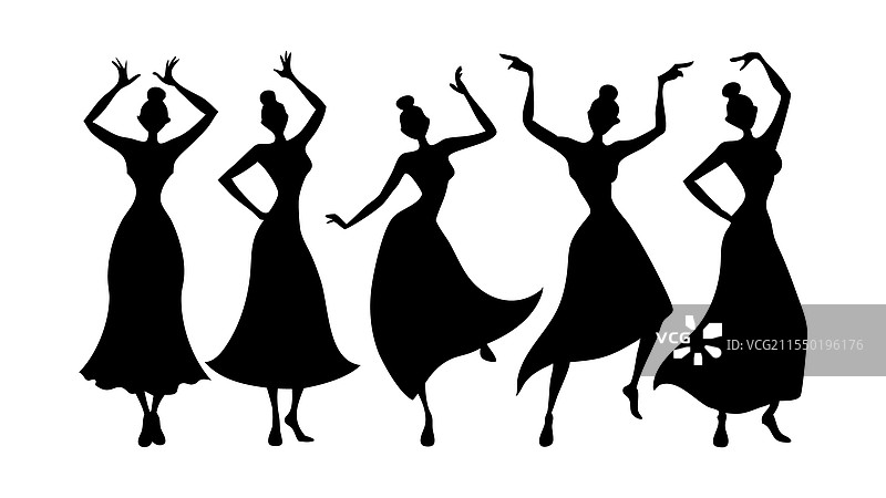 马蒂斯风格的舞动女性剪影系列图片素材