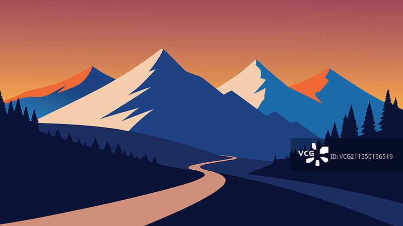 蜿蜒公路穿越的山脉图片素材