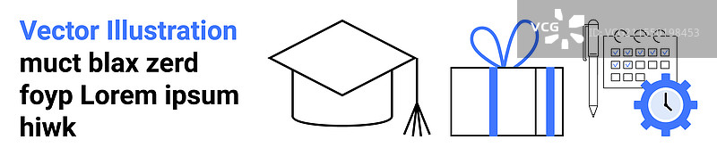 毕业帽礼品盒日历与时钟图片素材