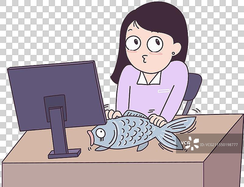 上班摸鱼元素图片素材