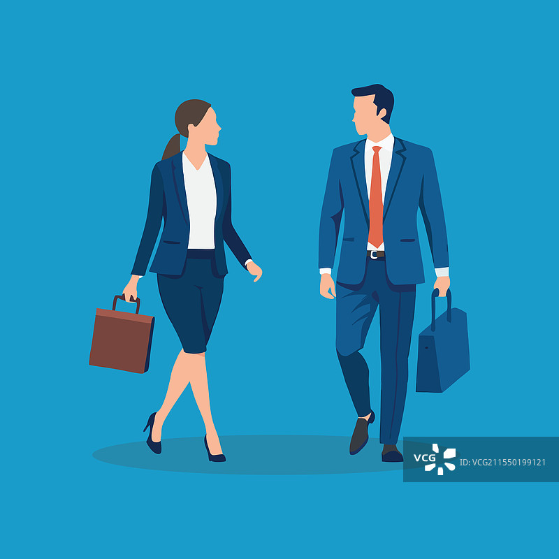 两位年轻的商务人士走过图片素材